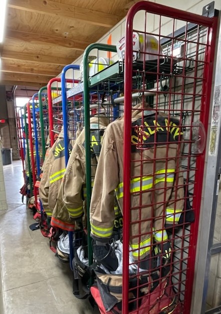 Oklahoma City Fire Department gear in cabinets